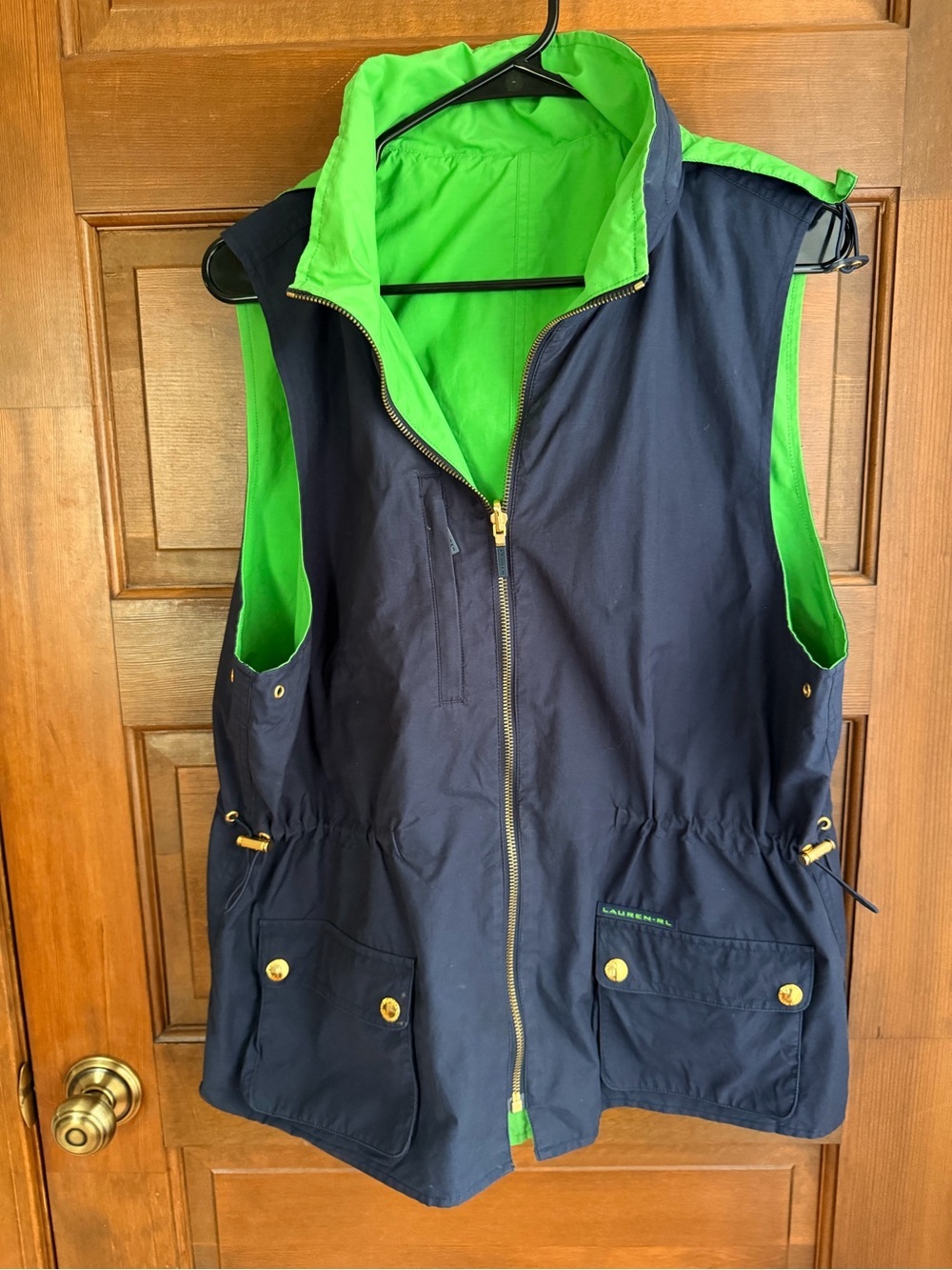 VINTAGE RALPH LAUREN WOMENS REVERSIBLE VEST - NAVY & GREEN